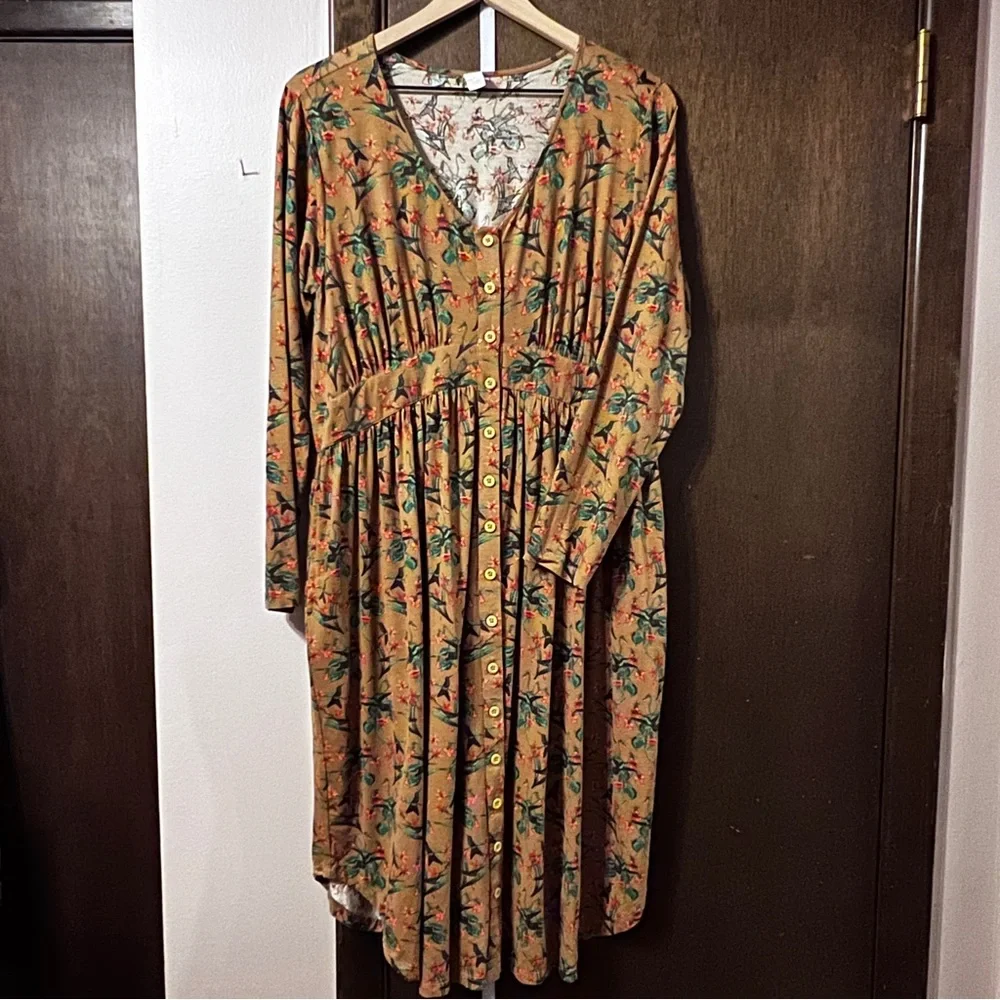 Kate Quinn Long Sleeve Shirt Tail Button Dress L - Picture 2 of 9